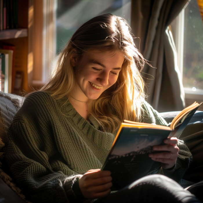 A woman reading a book | Source: Midjourney