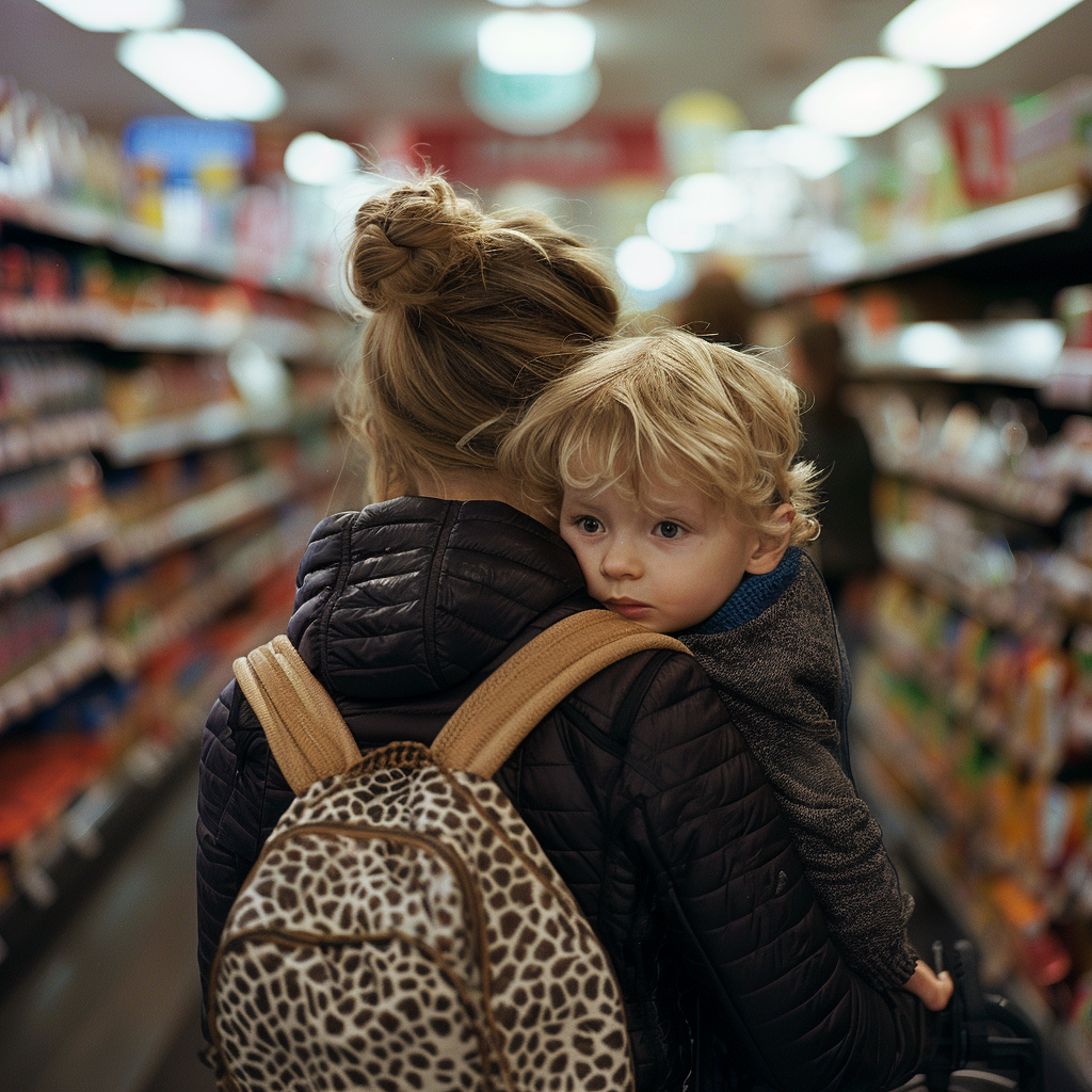 William's mother carrying him | Source: Midjourney