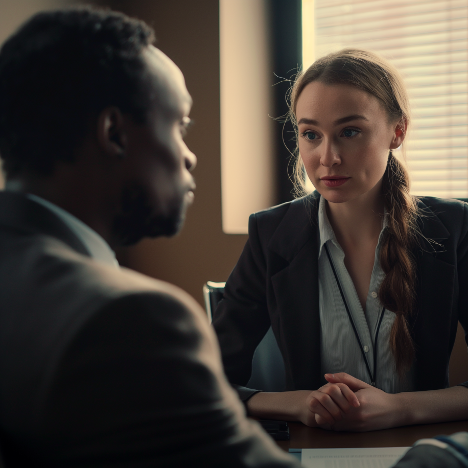 A woman talking to a lawyer | Source: Midjourney